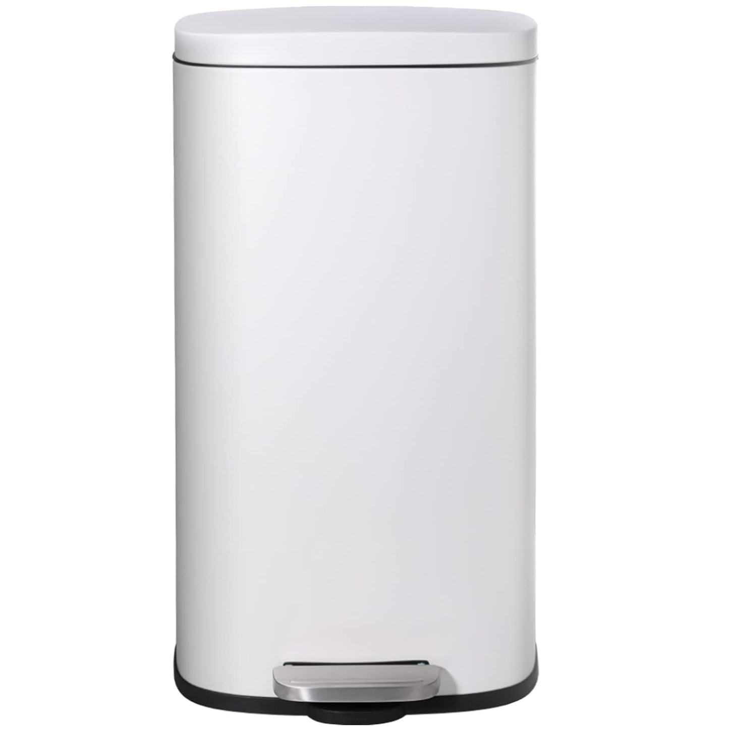 AthLike Trash Can, Stainless Steel Kitchen Garbage Can, Step Waste Bin with Hinged Lid and Removable Inner Bucket, Soft-Close, Dustbin for Bathroom Bedroom Living Room Home (White, 8 Gal)