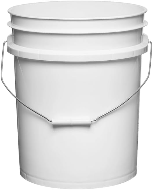 House Naturals 5 Gallon Premium HPDE Plastic Bucket - Made in USA Food Grade Storage Container, BPA Free All Purpose Pail (2, White)
