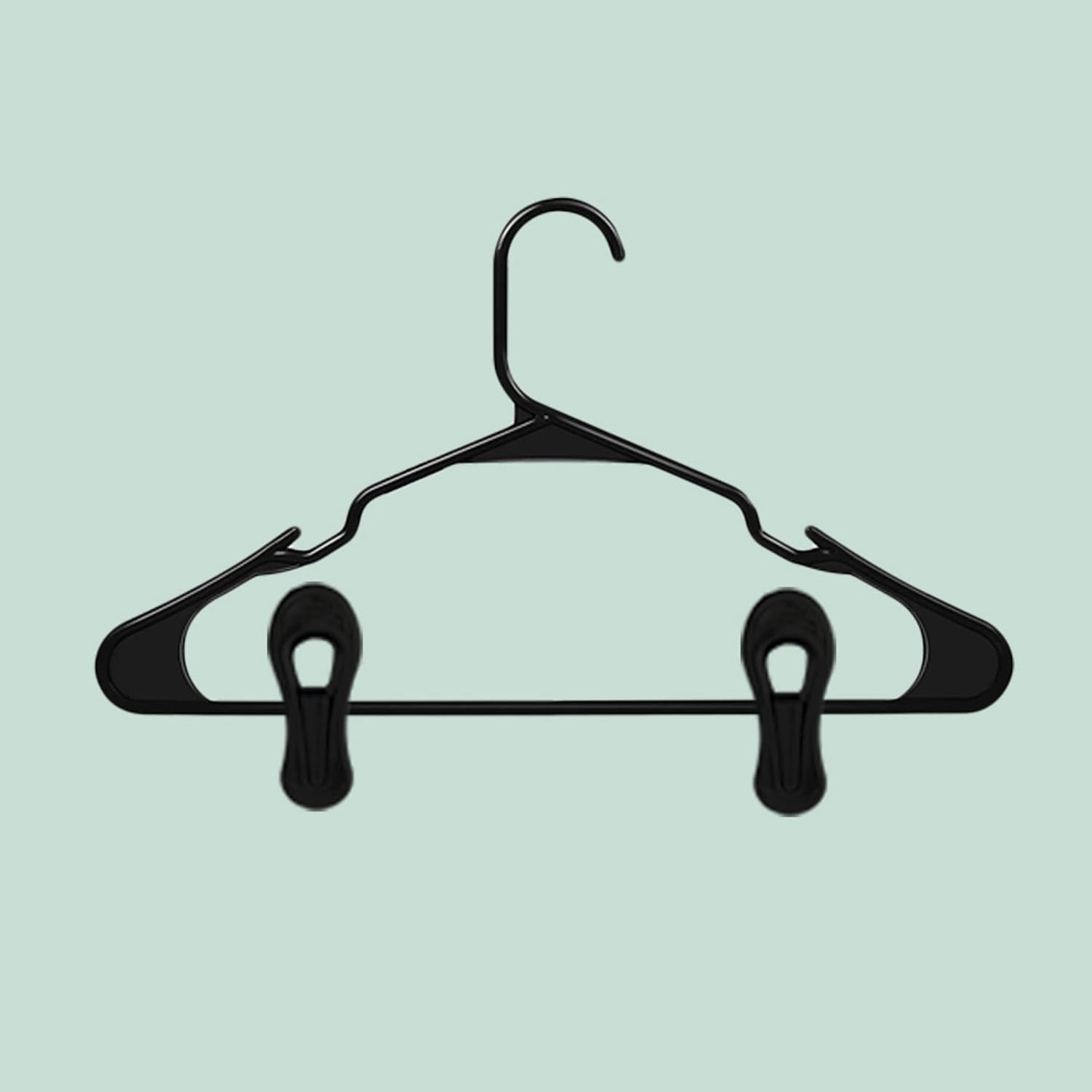 Black Hanger Clips 30 PCS, Plastic Hangers Clips Perfect for Plastic Velvet Hangers, Multi-Purpose Clothes Pins Finger Clip for Skirt Pants Hanger