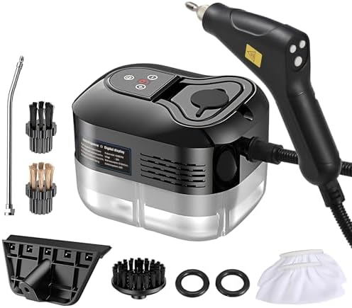 Irishom Handheld Multi-surface Steam Cleaner with 6pcs Accessories, Touch Screen 6 Levels Adjustable 105℃/221℉ Deep Cleaning Steamer with Portable Handle 1200ml/40.5oz Water Tank