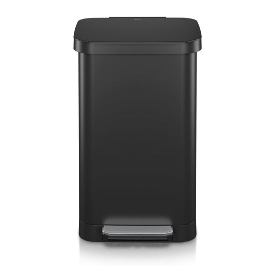 Glad Stainless Steel Step Trash Can, Series 2 with Clorox Protection - Large Black Kitchen Garbage Bin with Soft Close Lid, Foot Pedal and Waste Bag Roll Holder, 20 Gallon