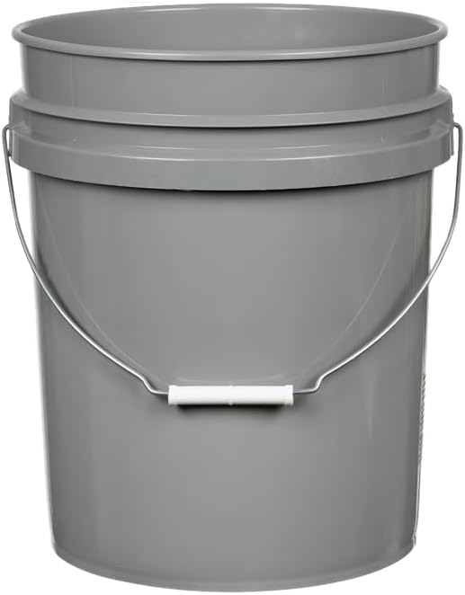 House Naturals 5 Gallon Premium HPDE Plastic Bucket - Made in USA Food Grade Storage Container, BPA Free All Purpose Pail (1, Gray)