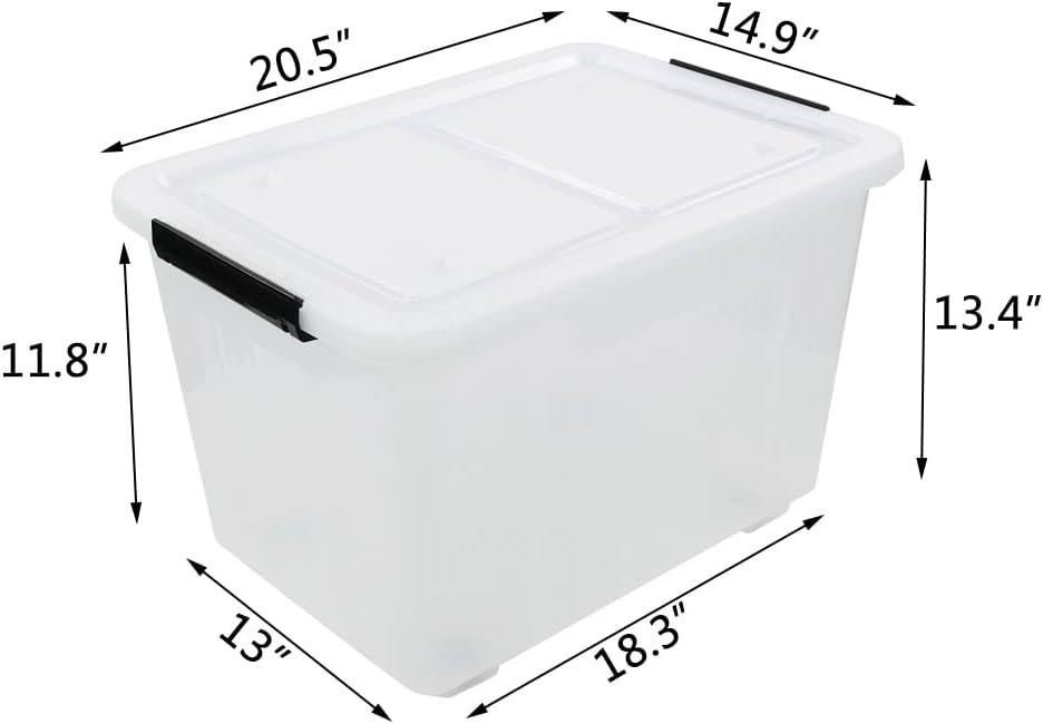 4-Pack Clear Plastic Storage Bins with Lid, 42 L Large Plastic Storage Box