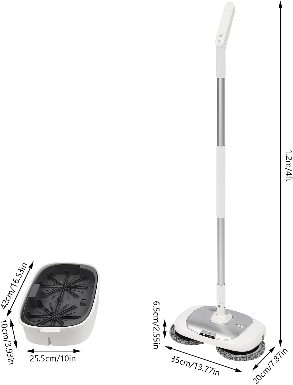 Cordless Electric Floor Cleaner Electric Mop Floor Cleaner Automatic Cleaning Buckle Rechargeable Floor Polisher Up to 100 mins with LED Headlight Water Sprayer for Wooden Marble Tile Hardwood Floor