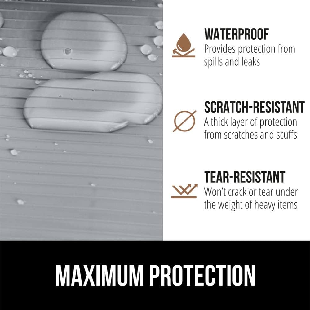 GORILLA GRIP DuraGuard Shelf Liner, Non-Adhesive Cabinet Liners for Kitchen Drawers, Shelves, Refrigerator, Pantry Storage, Bathroom Closet, Durable Waterproof BPA Free Ribbed Plastic, 20x10 Gray