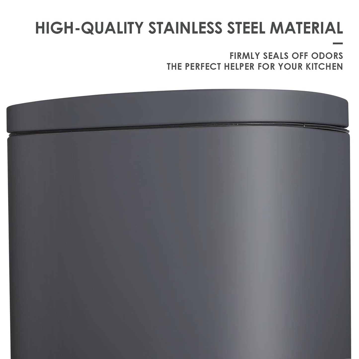 AthLike Trash Can, Stainless Steel Kitchen Garbage Can, Step Waste Bin with Hinged Lid and Removable Inner Bucket, Soft-Close, Dustbin for Bathroom Bedroom Living Room Home (Grey, 8 Gal)