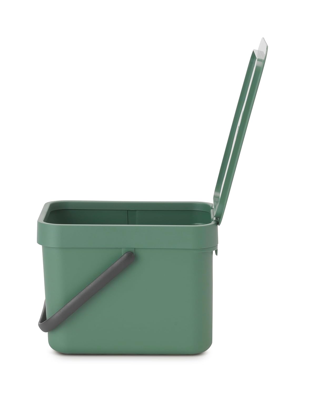 Brabantia Sort & Go Food Trash Can (1.6 Gal/Fir Green) Small Countertop Kitchen Compost Caddy with Handle & Removable Lid, Easy Clean, Fixtures Included for Wall/Cupboard Mounting