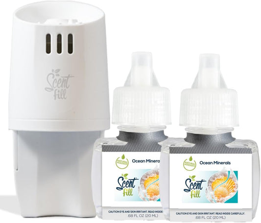 Scent Fill Ocean Minerals Plug in Air Freshener, Scented Oil Refills, 2 Refills + Diffuser
