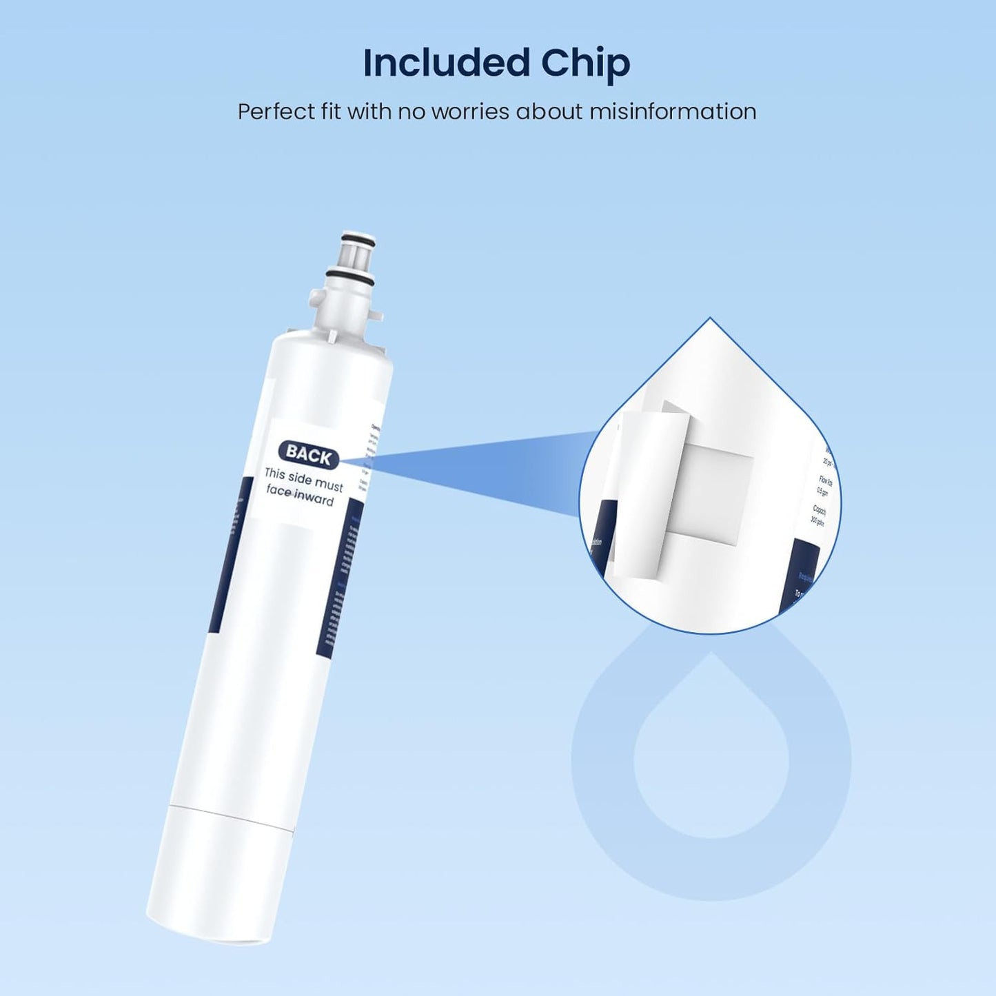 GLACIER FRESH Replacement for RPWFE, RPWF (Built-in CHIP) Refrigerator Water Filter, Compatible with GFE28GYNFS, GFE28GELDS, PFE28KELDS, PFE28KYNFS, GFD28GELDS, PWE23KELDS, PWE23KMKES, 4 Pack