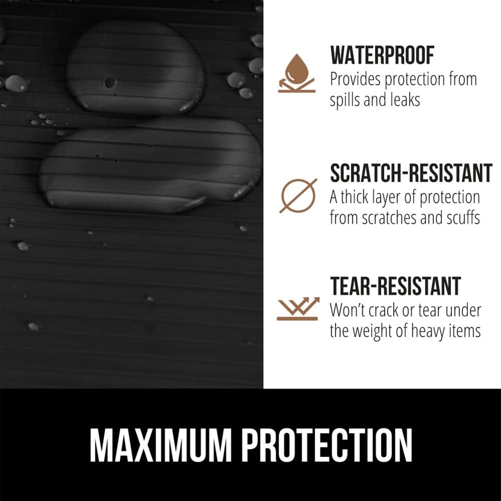 GORILLA GRIP DuraGuard Shelf Liner, 17.5x20 Non-Adhesive Cabinet Liners for Kitchen Drawers, Shelves, Refrigerator, Pantry Storage, Bathroom Closet, Durable Waterproof BPA Free Ribbed Plastic, Black