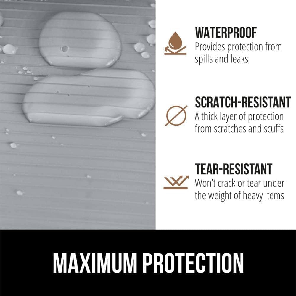 GORILLA GRIP DuraGuard Shelf Liner, Non-Adhesive Cabinet Liners for Kitchen Drawers, Shelves, Refrigerator, Pantry Storage, Bathroom Closet, Durable Waterproof BPA Free Ribbed Plastic, 17.5x10 Lt Gray