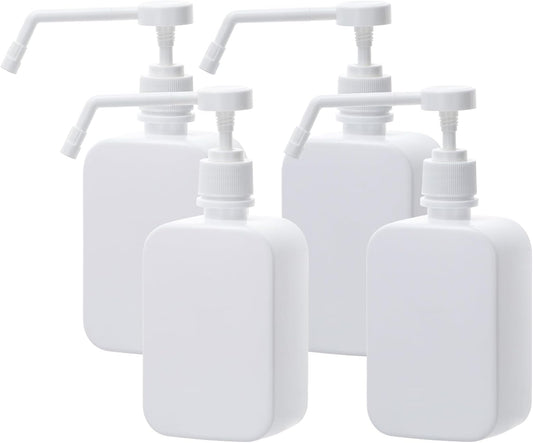 Pump Bottles Dispenser 16.9oz/500ml, 4 Pack Empty Plastic Hand Soap Shampoo Bottles, Refillable Wash Bottles for Cleaning Solution, Plants ﻿