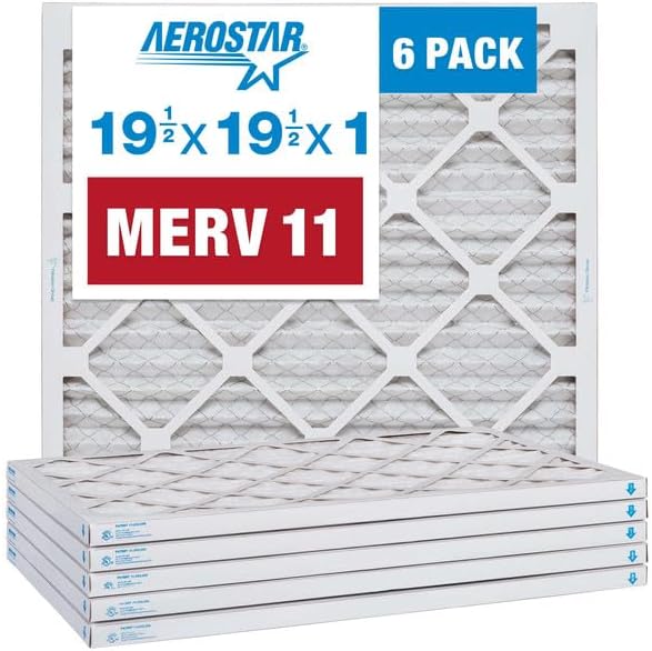 Aerostar Air Filters 19 1/2 x 19 1/2 x 1 MERV 11,Healthier Air For Your Home, 19 1/2" x 19 1/2" x 3/4", Box of 6
