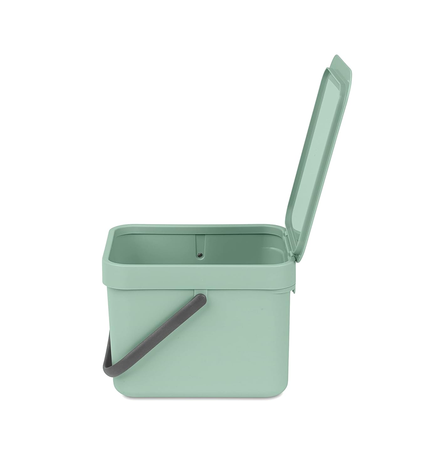 Brabantia Sort & Go Food Trash Can (1.6 Gal/Jade Green) Small Countertop Kitchen Compost Caddy with Handle & Removable Lid, Easy Clean, Fixtures Included for Wall/Cupboard Mounting