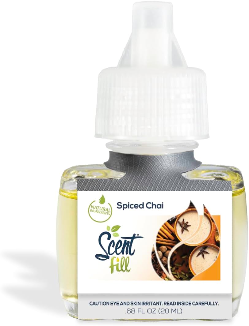Scent Fill Spiced Chai Plug in Air Freshener, Scented Oil Refills, 2 Refills + Diffuser