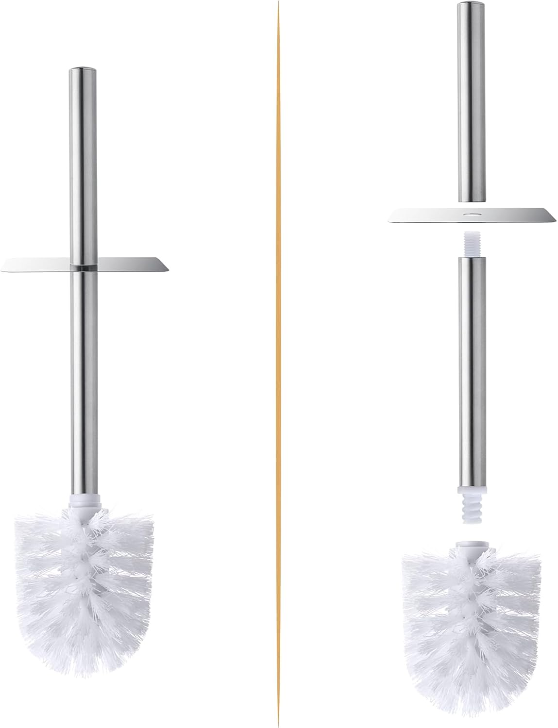 GOBAM Bamboo Toilet Bowl Cleaner with Holder for All Toilet Types, Hidden Stainless Steel Toilet Brush, Bathroom Cleaning Brushes, Toilet Accessories - Natural, with Pattern