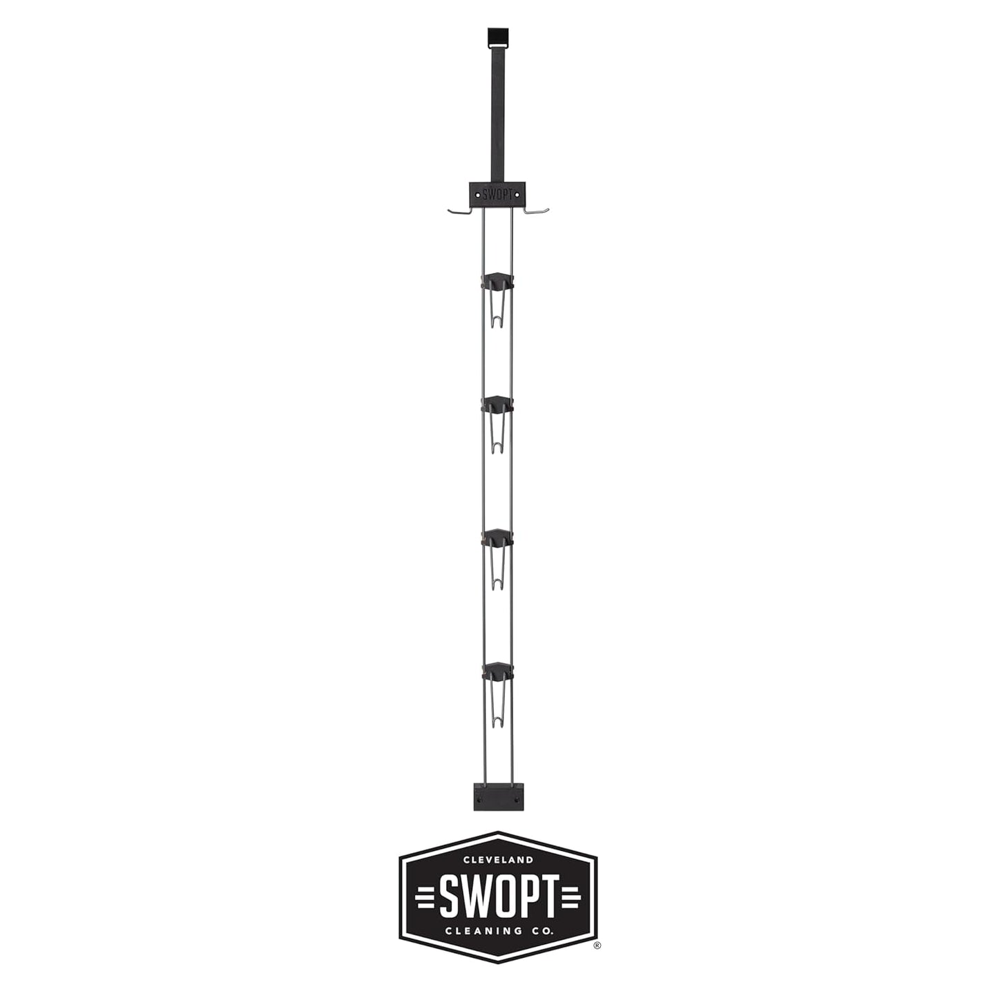SWOPT Garage Kit — Includes 48” and 60” Wooden Handles, Smooth Surface Push Broom, Multi-Surface Push Broom, Angle Broom, Deck Brush, Floor Squeegee, and Organizer — Covers All Outdoor Cleaning Needs