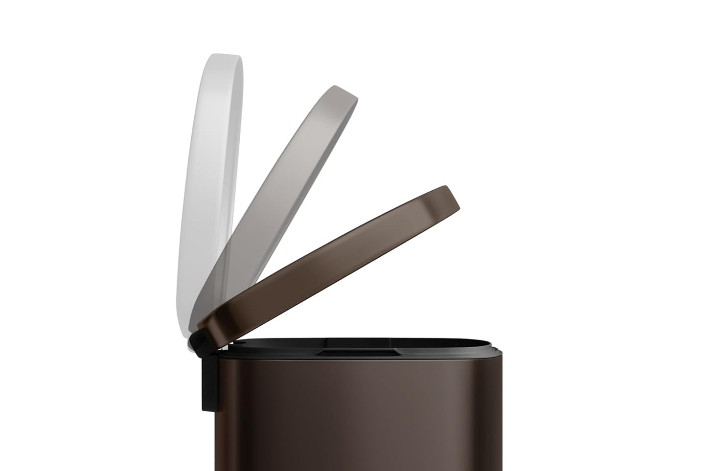 Garvee 13 Gal (50L) and 2.6 Gal (10L) Metal Trash Can Combo Set, Rustproof Garbage Can with Lid, Step-on Trash Bin with Inner Bucket, Rear Handle, Brown