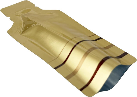 100 Pack 2.95x5.1 inch Heat Seal Sample Mylar Packets for Portable Travel Toiletries Empty Disposable Liquid Shampoo Pouch Single Serving Coffee Powder Condiments Food Storage (Gold)