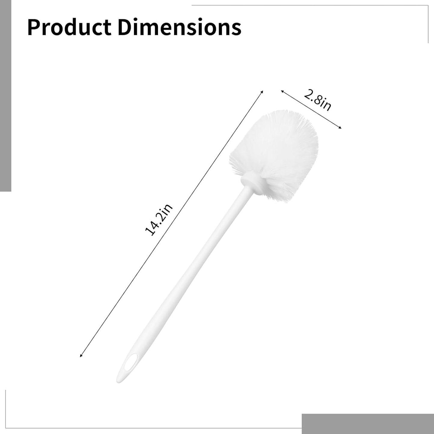 Homaisson Toilet Brush Set 15 Pack, Long Handle Plastic Toilet Cleaning Brushes with Storage Base, White Bristle Head, Quality PP Material, Deep Clean for Bathroom Corners