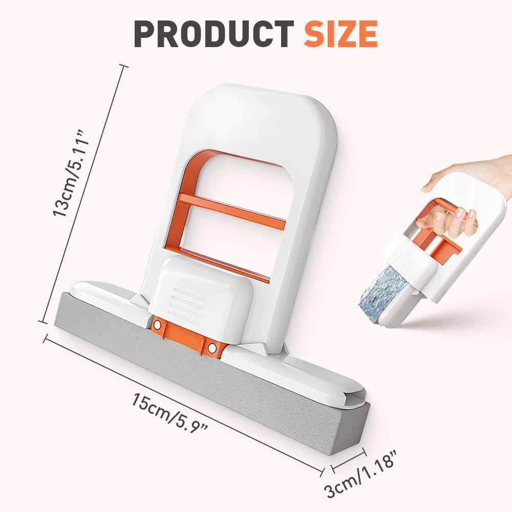 Mini Foldable Desktop Mop, Wet and Dry Portable Cleaning Sponge Mop,Self Squeezing Mini Sponge Mop with One Replaceable Head,for Small Spaces,Bathroom,Kitchen,Glass (Replace Sponge/3pcs)