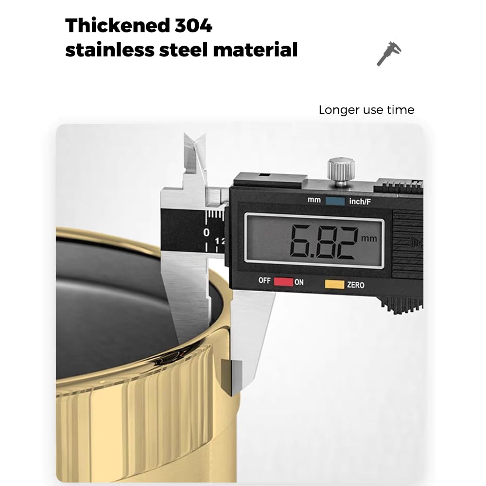 2.6Gallon/10L Brass Gold Bathroom Trash Can - Gold Waste Basket for Bedroom, Office, Store - Metal Trash Bin Without Lid