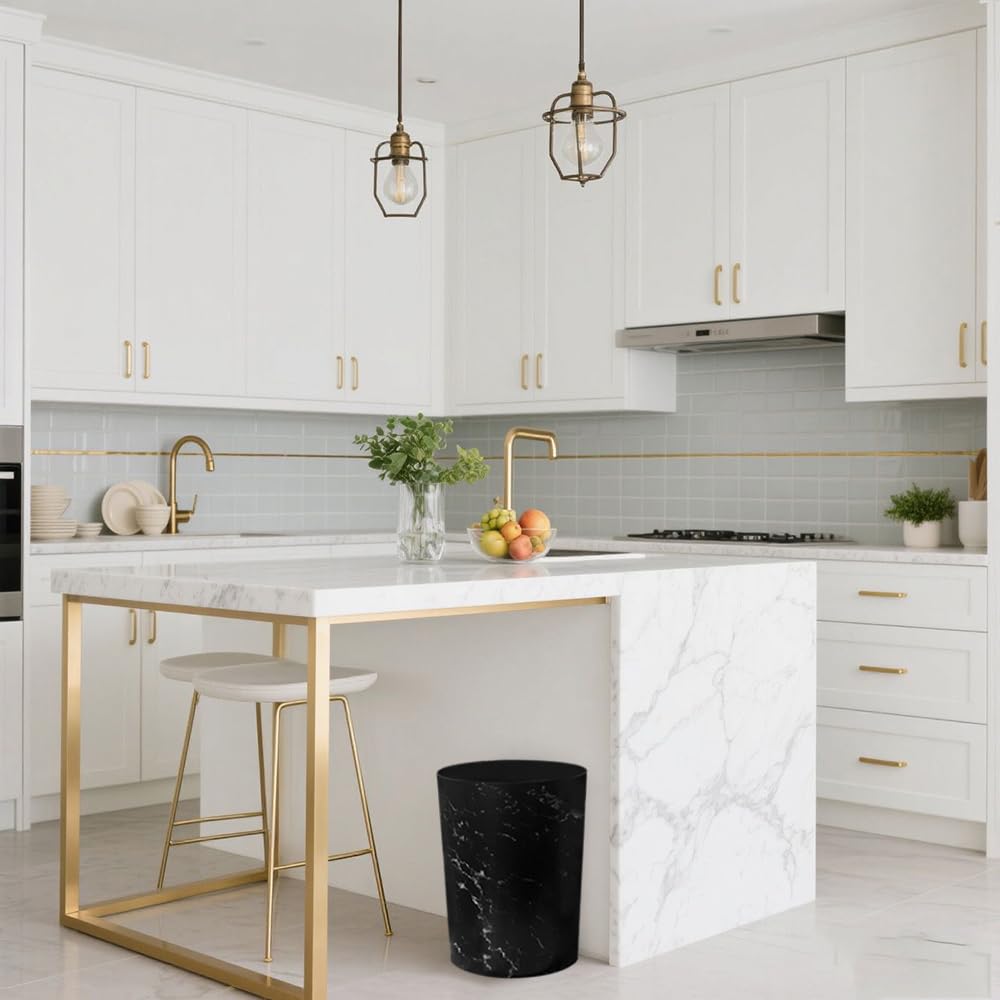 Feisco Small Trash Can for Bathroom, 2 Gallon Trash Can Trash Bin Wastebasket Garbage Can for Kitchen,Bathroom Office, Bedroom,Dorms,Laundry Room (Black, 1 Pack)