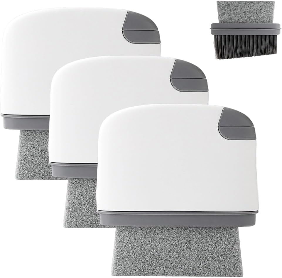 2 in 1 Groove Cleaning Brush, Upgraded Crevice Cleaning Brush & Magic Window Track Cleaner for Sliding Door Tracks, Window Sills, Tile Lines, Car Vents, Kitchen and Bathroom Tight Spaces (3PC)