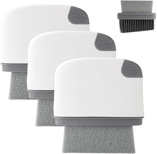 2 in 1 Groove Cleaning Brush, Upgraded Crevice Cleaning Brush & Magic Window Track Cleaner for Sliding Door Tracks, Window Sills, Tile Lines, Car Vents, Kitchen and Bathroom Tight Spaces (3PC)