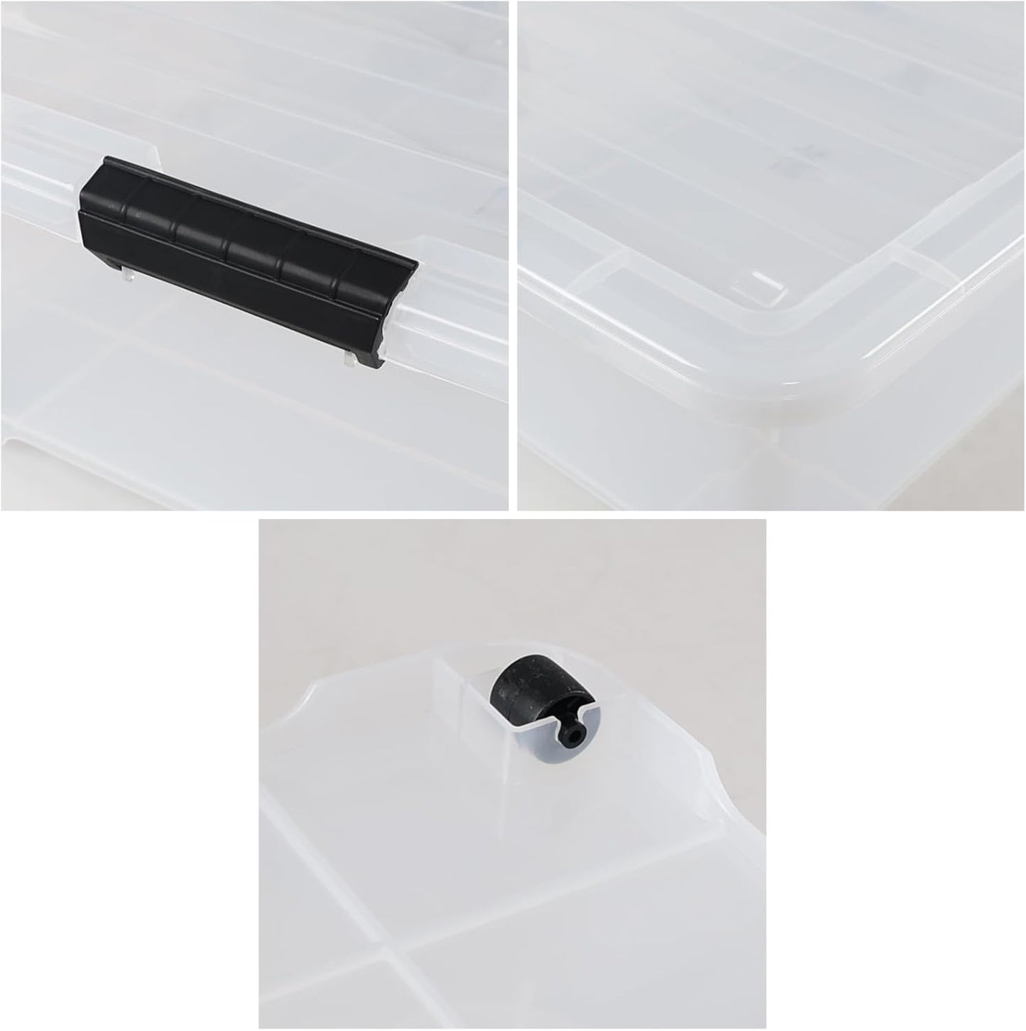 50 Quart Wheeled Latching Storage Box, Stackable Bin with Latch Lid, Plastic Container to Organize Shoes Underbed (3 Pack)