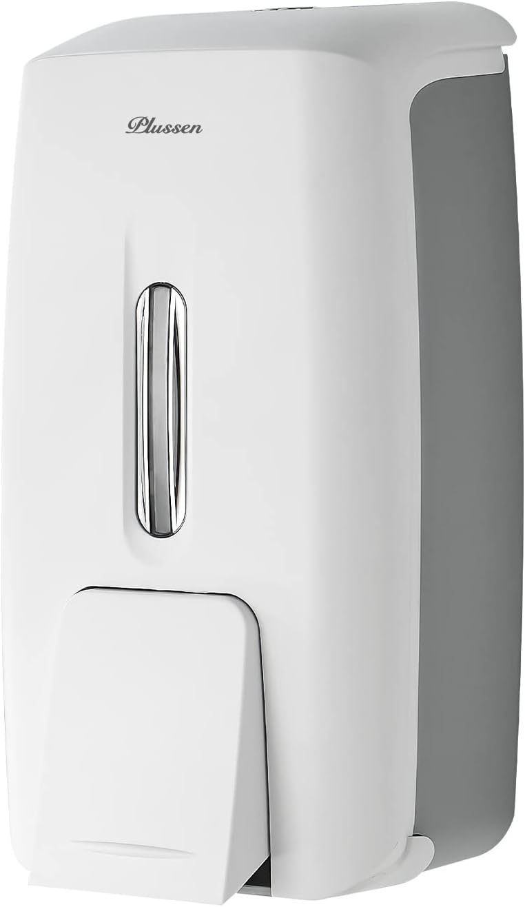 Soap Dispenser Wall Mount Adhesive Commercial Soap Dispenser 800ml No Drill Hand Sanitizer Dispenser for Bathroom Support Liquid and Gel,White-PN9088