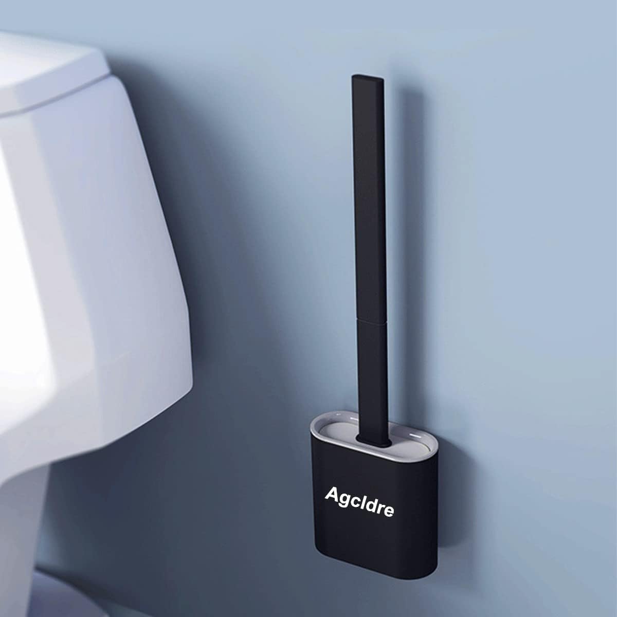 Toilet Brush with Holder Silicone Toilet Brush and Cleaning Brush for Household Bathroom Toliet Brush Set (White,Black)