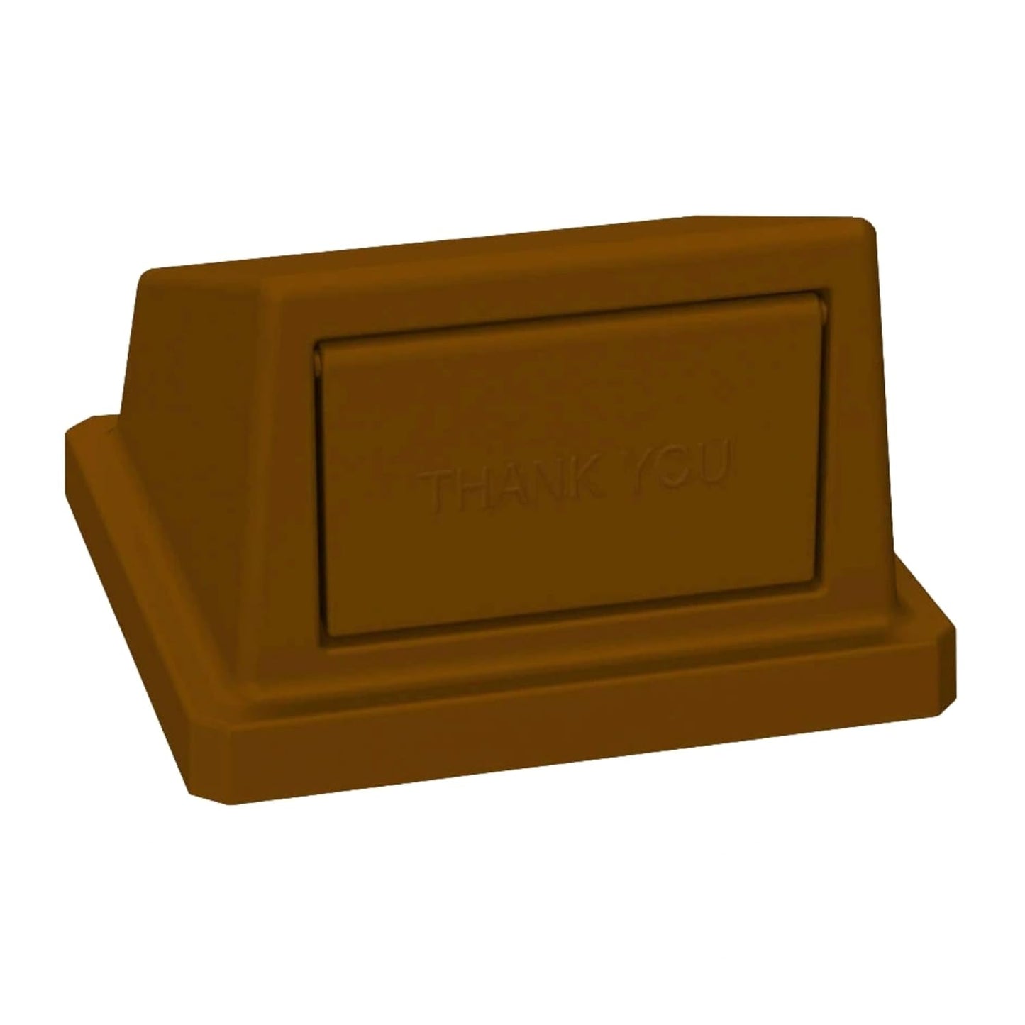 32 Gallon Square Slatted 100% Recycled Plastic Heavy-Duty Commercial Outdoor or Indoor Trash Can with Push Top Lid | Great for Schools and Businesses - Brown