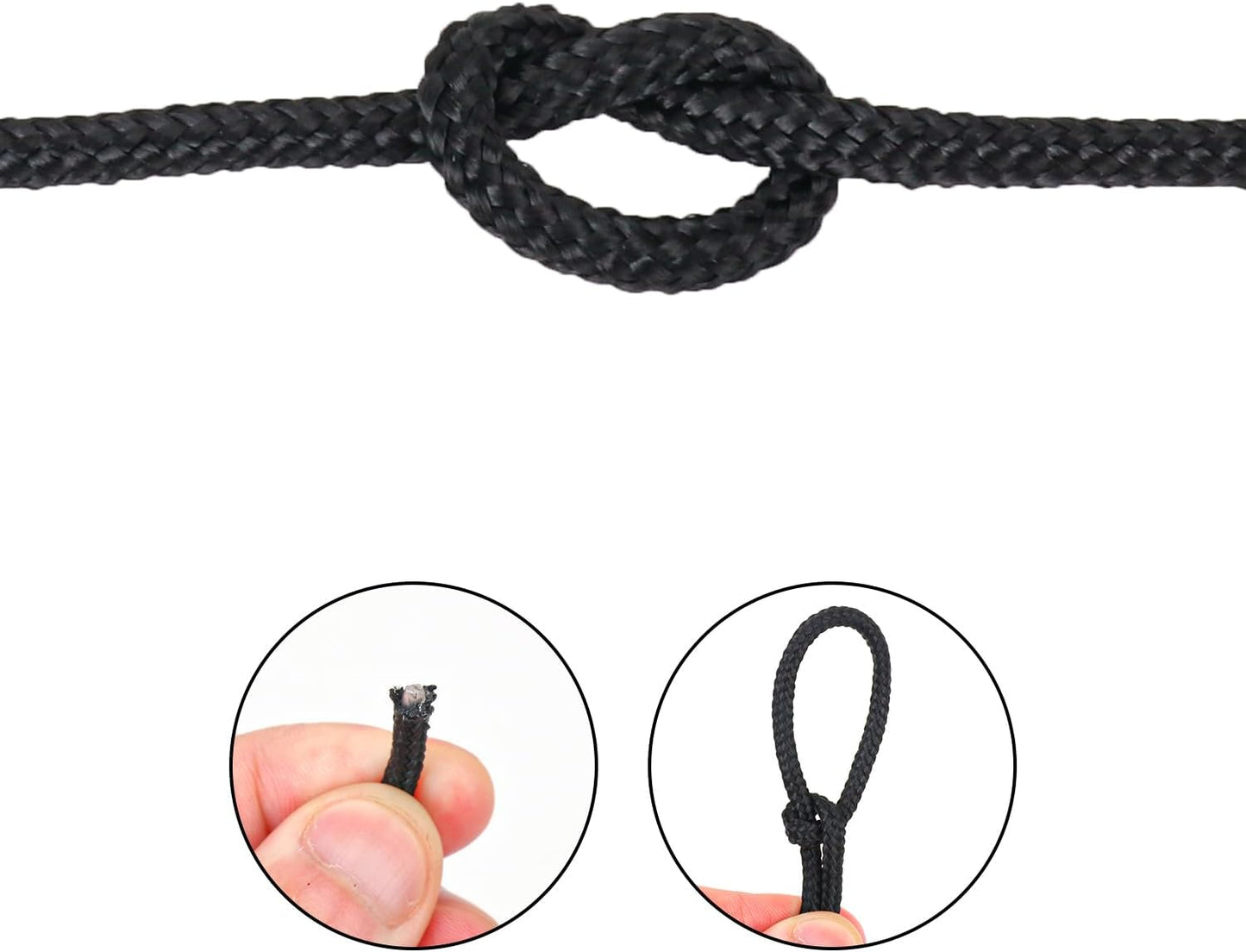 500 Feet 1/8 Inch Black Polyester Rope, 3 mm Polyester Utility Rope for Kayaking, Camping, Home Decor