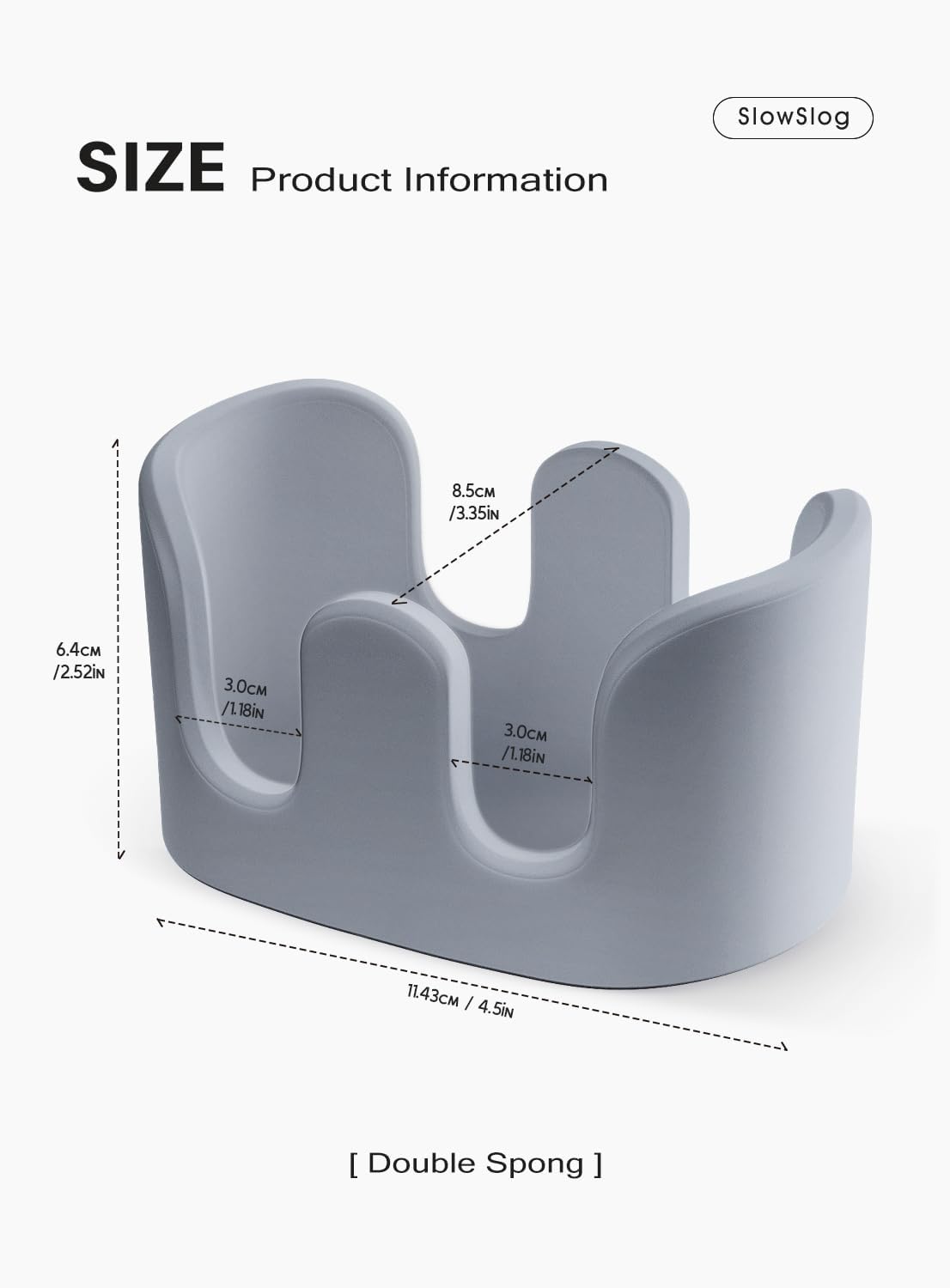 Double Sponge Holder, 2 Slots Diatomite Stone Sponge Holder, Absorbent Sponge Stand for Kitchen Sink, Quick Dry Dish Brush Holder Kitchen Sink Organizer, Gray