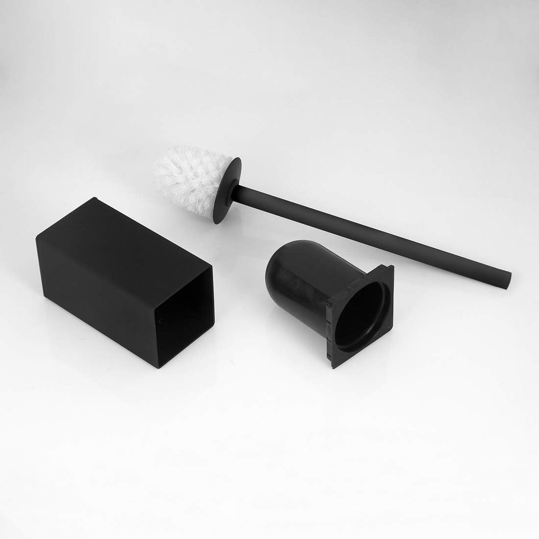 Toilet Brush Holder Stainless Steel 304 Standing Black Square Toilet Brush Holder for Bathroom Storage and Organization (Black)