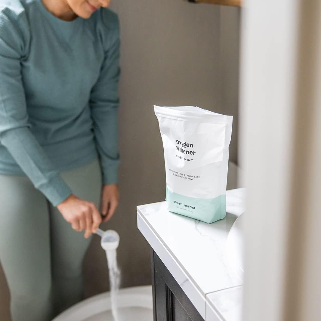 Clean Mama Natural Oxygen Whitener and Stain Remover - Color-Safe Natural Bleach Alternative - Plant-Derived Oxygen Powder, Whitens & Brightens Whites and Colors - Lemon, 2.53 lbs