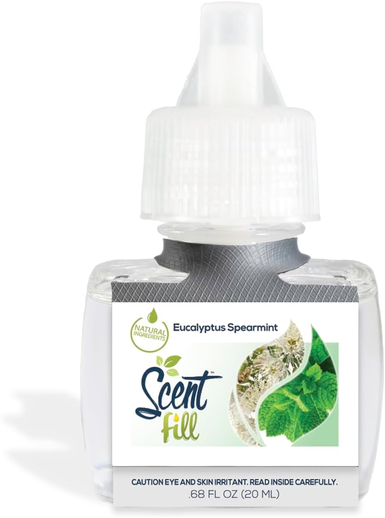 Scent Fill Eucalyptus Spearmint Plug in Air Freshener, 4 Scented Oil Refills