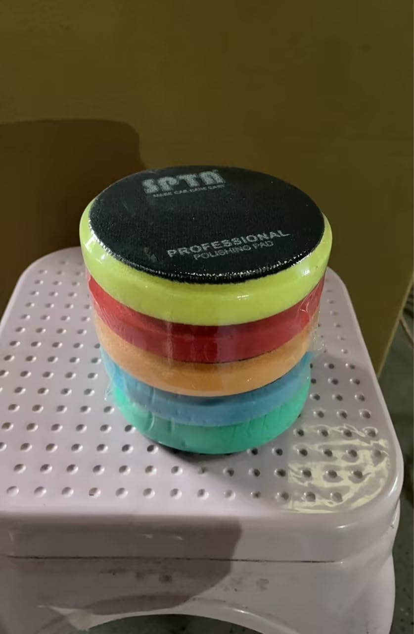 Buffing Polishing Pads, SPTA 5Pc 3.5 Inch Face for 3 Inch 76mm Backing Plate Compound Buffing Sponge Pads Cutting Polishing Pad Kit For Car Buffer Polisher Compounding,Polishing and Waxing -FPTFS3-MIX