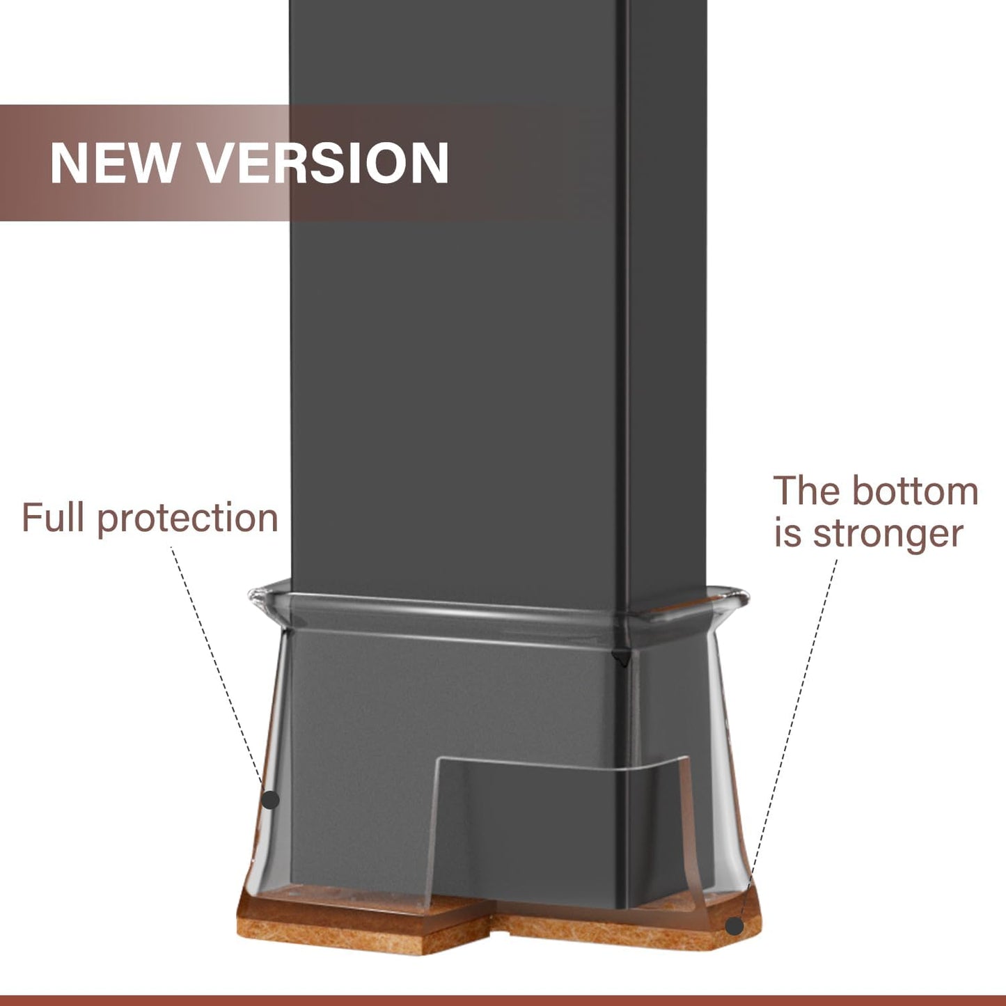 Chair Leg Floor Protectors Rectangle Chair Leg Protectors for Hardwood Floors Silicone Caps Felt Furniture Pads Covers Anti-Scratch Reduce Noise 32 Pack Clear Fit Perimeter 5" to 5‑7/8"