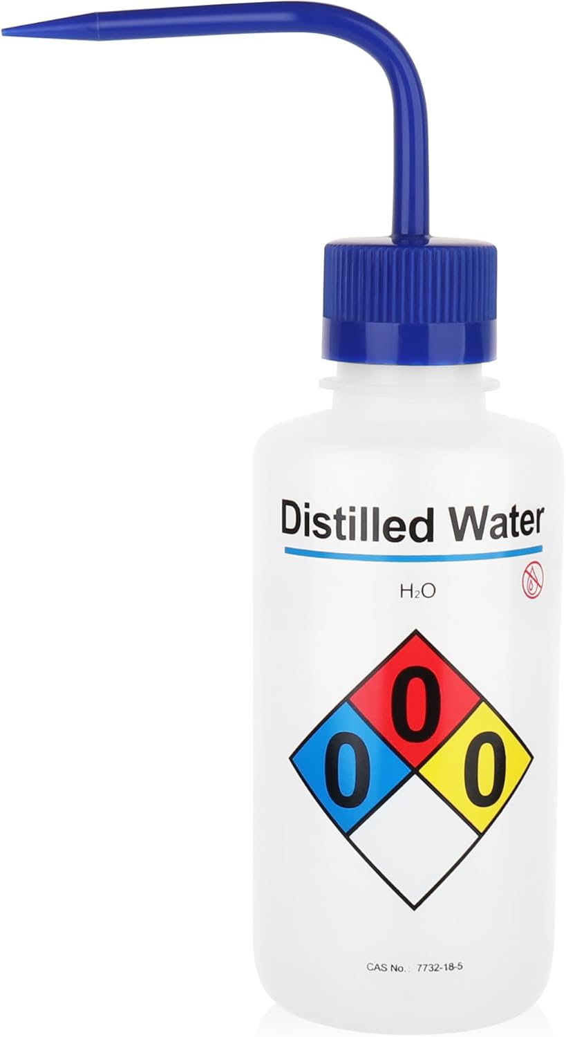 Distilled Water Wash Bottles, 1 PC of Vol.500ml (17oz), Narrow Mouth, Self-Venting Safety Wash Bottles, LDPE Material,IN-WBD501