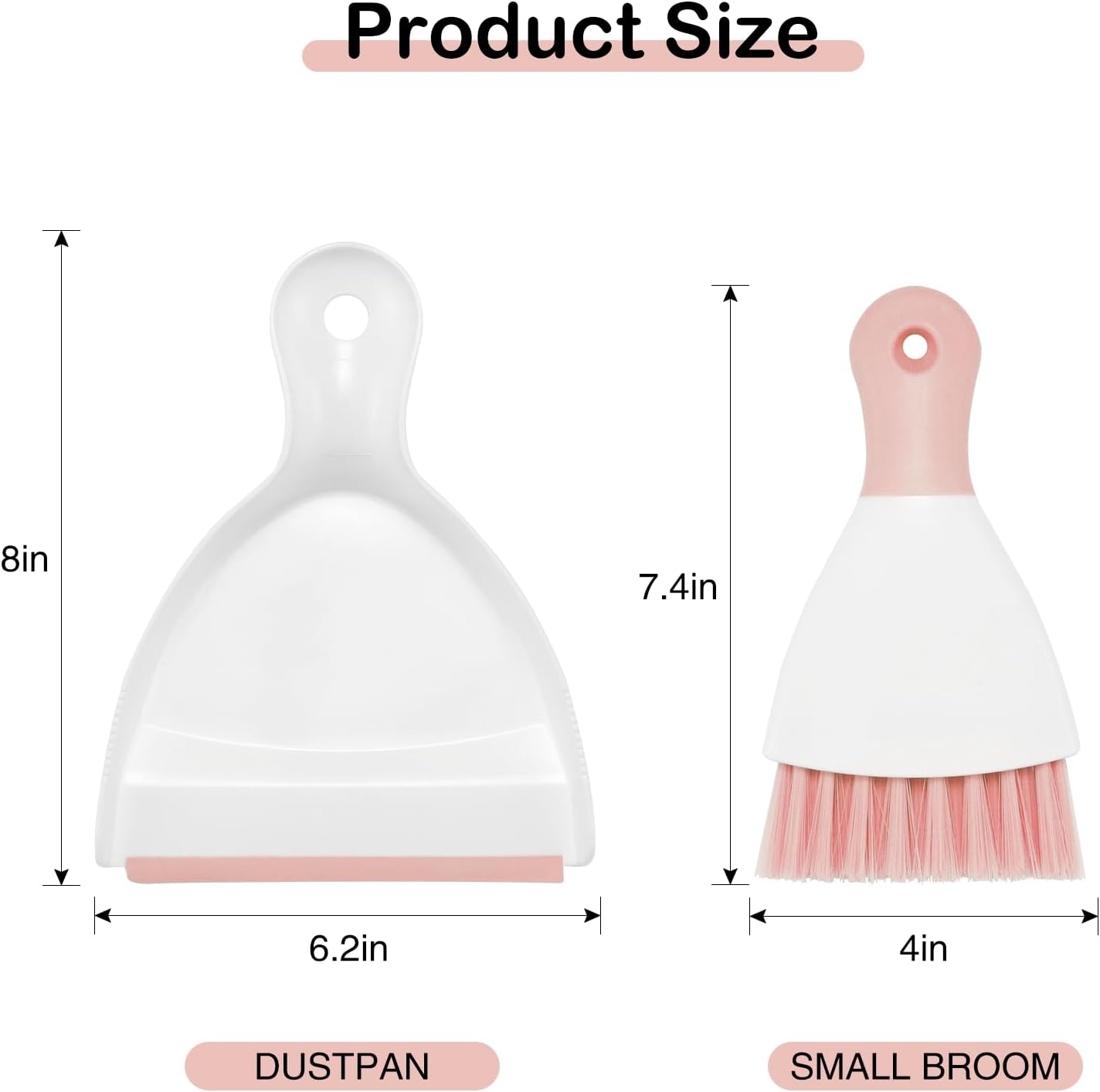 NACENA Mini Dustpan and Brush Set, Small Broom and Dustpan Set Dust Pan and Mini Hand Broom Dustpan and Broom Combo Compact for Home Table Keyboards Sofa Kitchen Pets, Pink