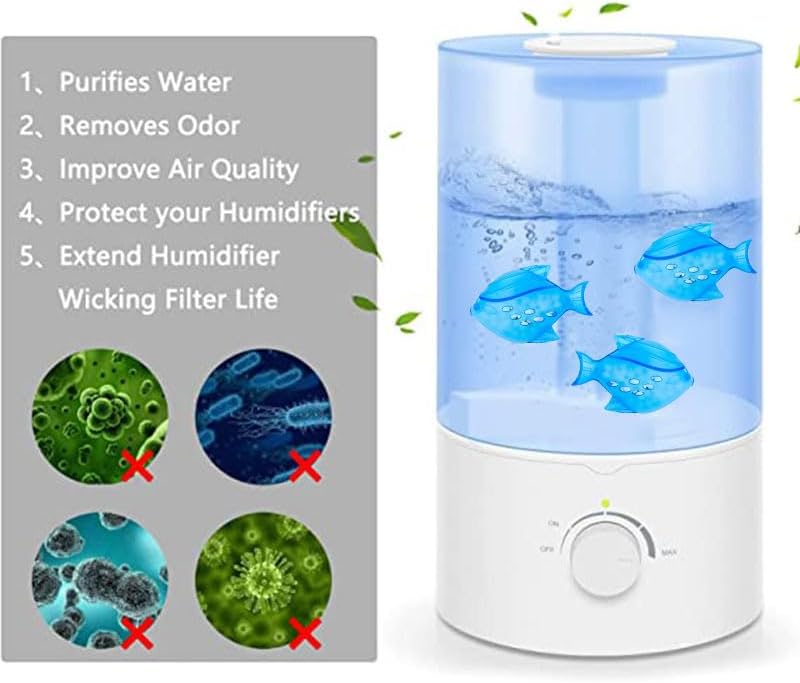 12PCS Universal Humidifier Tank Cleaner,Humidifier Cleaning Fish for Humidifiers & Fish Tanks, Purifies Water, Eliminates White Dust and Odor, Prevents Hard Water Build-Up