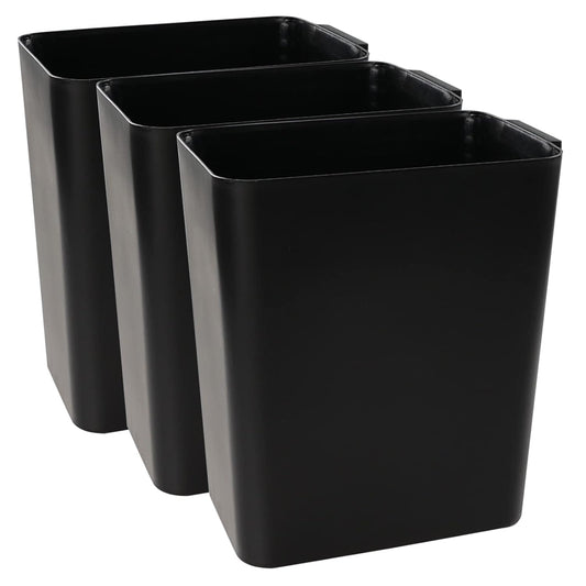 3-Pack Black 4.5 Gallon Plastic Trash Can Wastebasket, Garbage Container Bin