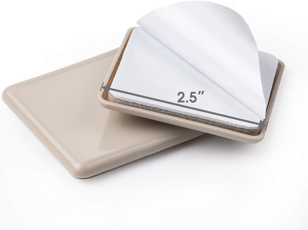 Ezprotekt 16 Pcs Self-Stick Furniture Movers Sliders for Carpet, 2.5 inch Square Self-Adhesive Furniture Moving Pads, Carpet Sliders for Moving Chair Table Desk Bed Sofa Couch Cabinet (Beige)