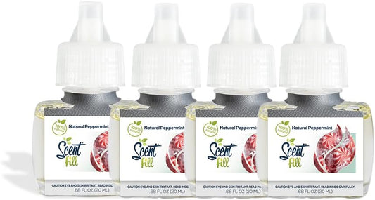 Scent Fill 100% Natural Peppermint Plug in Air Freshener, 4 Scented Oil Refills