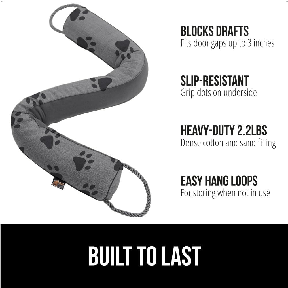 GORILLA GRIP Door Draft Stopper for Bottom of Doors, Weather Stripping Seal Blocks Hot Air, Noise, Bugs, Keeps Cold AC in, Sound Proofing Easy Install Gap Filler, Home Essentials, 38 Inch, Paws
