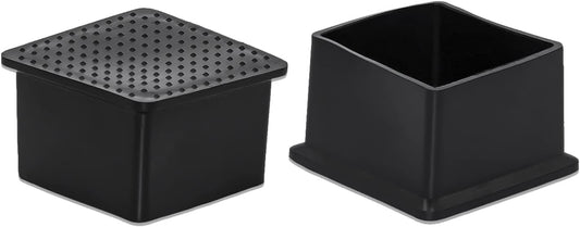 Flyshop Flexible Anti-Scratch PVC Patio Chair Table Leg Caps Tips Floor Protectors Square Furniture Covers, 20pcs, Black, 50 mm x 50 mm, 2" x 2"