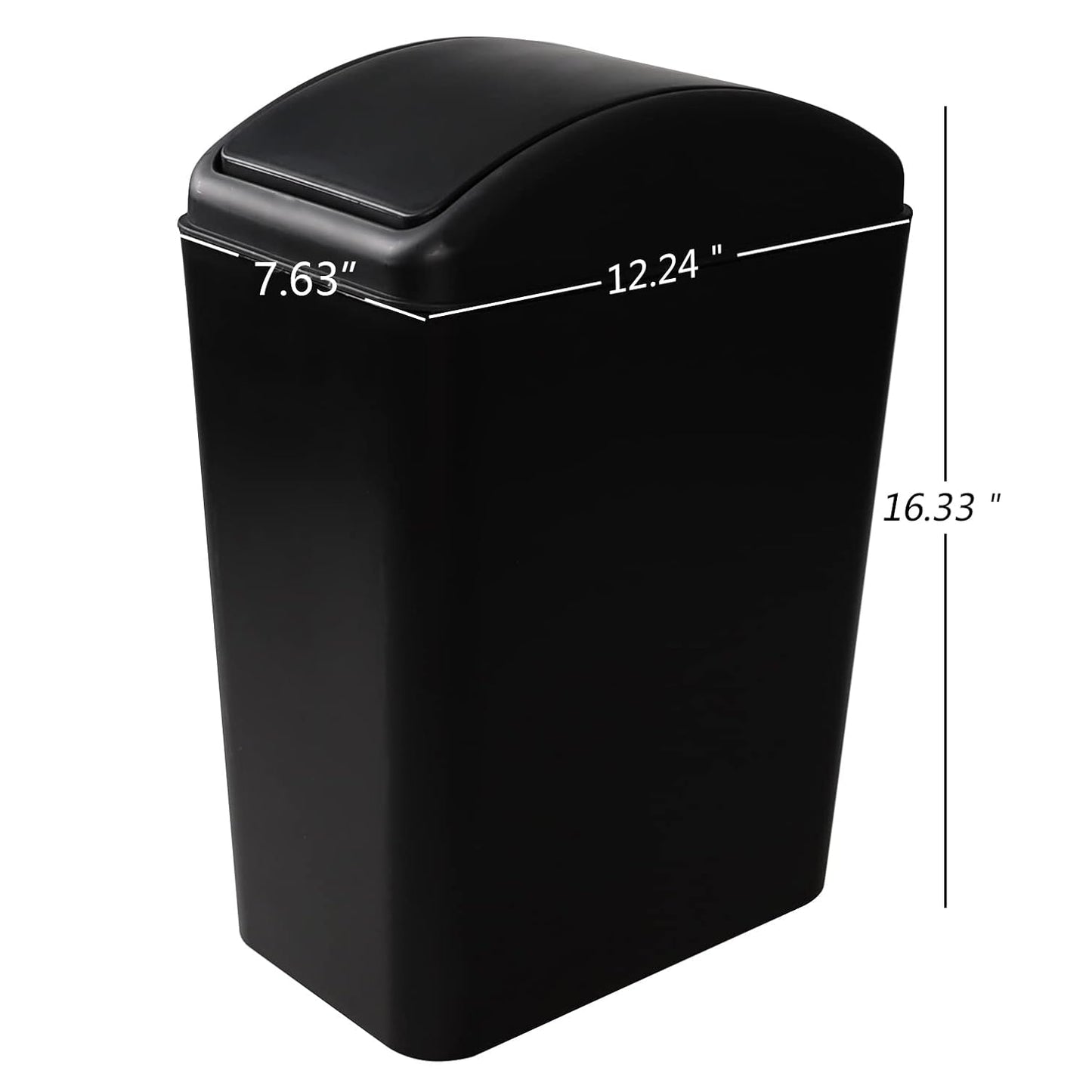 4.5 Gallon Swing Top Trash Bin, Plastic Garbage Can with Lid, Black, 3 Pack