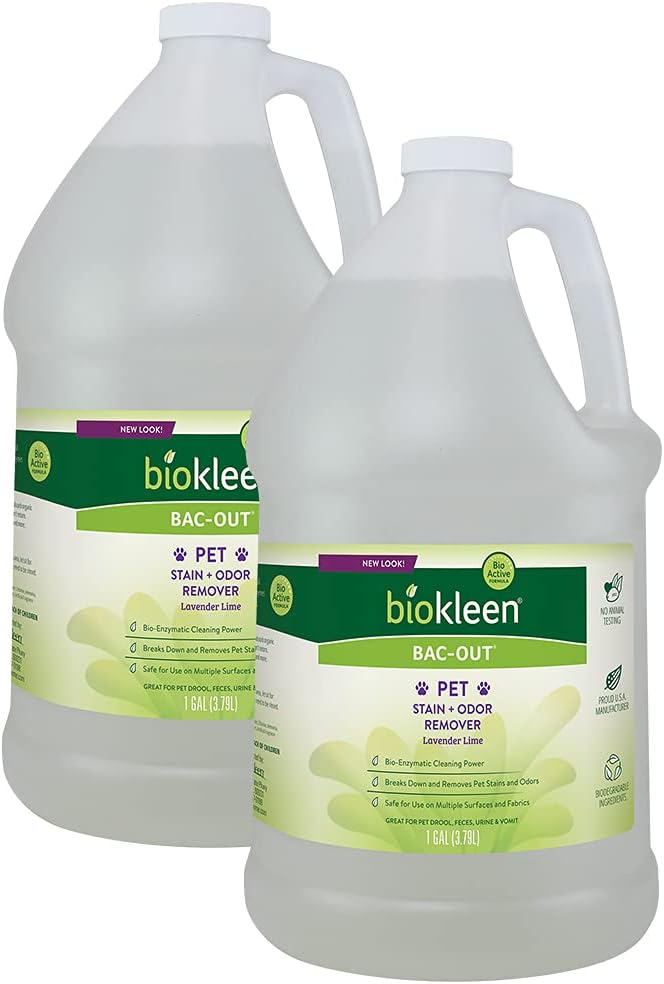 Biokleen Bac-Out Pet Stain Remover - 2 Gallon - Enzymatic, Natural, Destroys Stains & Odors Safely, for Pet Stains on Carpets - Eco-Friendly, Plant-Based